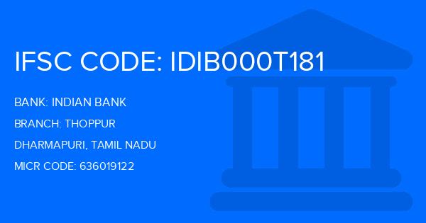 Indian Bank Thoppur Branch IFSC Code
