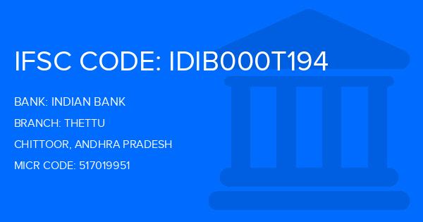 Indian Bank Thettu Branch IFSC Code