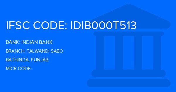Indian Bank Talwandi Sabo Branch IFSC Code