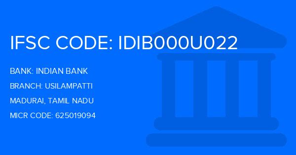 Indian Bank Usilampatti Branch IFSC Code