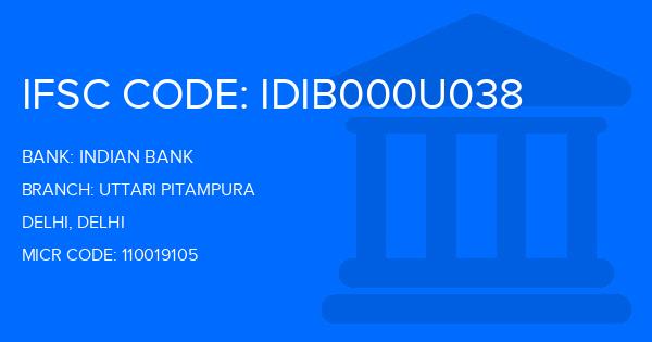 Indian Bank Uttari Pitampura Branch IFSC Code