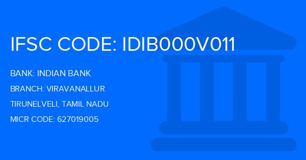 Indian Bank Viravanallur Branch IFSC Code