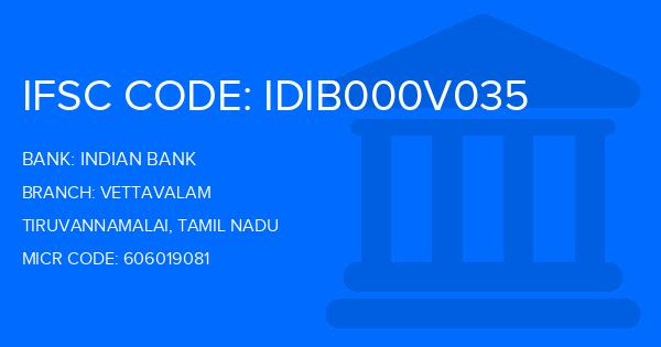 Indian Bank Vettavalam Branch IFSC Code