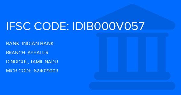 Indian Bank Ayyalur Branch IFSC Code