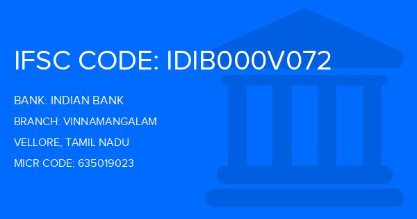 Indian Bank Vinnamangalam Branch IFSC Code