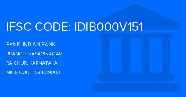 Indian Bank Vasavinagar Branch IFSC Code