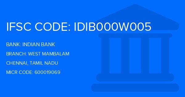 Indian Bank West Mambalam Branch IFSC Code
