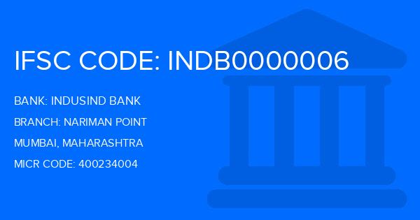 Indusind Bank Nariman Point Branch IFSC Code