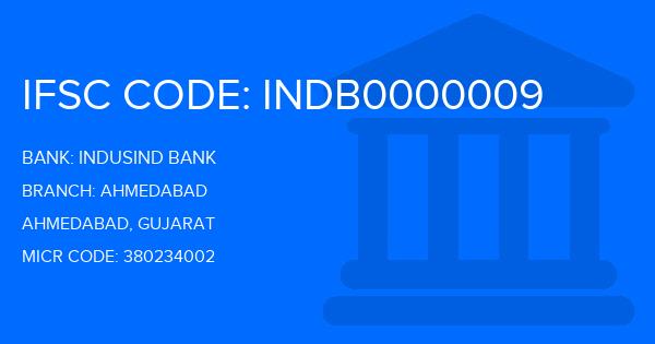 Indusind Bank Ahmedabad Branch IFSC Code