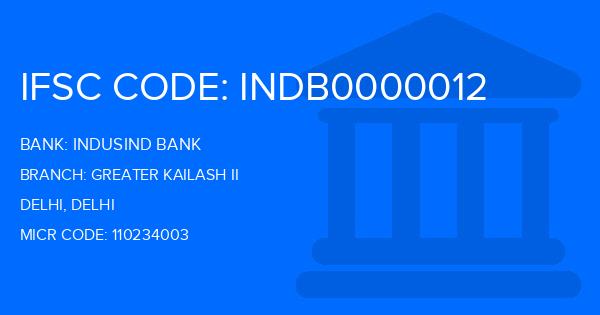 Indusind Bank Greater Kailash Ii Branch IFSC Code
