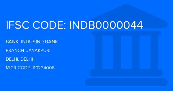 Indusind Bank Janakpuri Branch IFSC Code