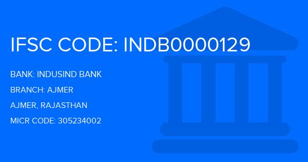 Indusind Bank Ajmer Branch IFSC Code