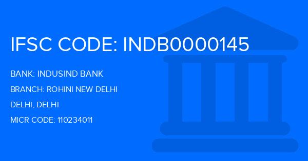 Indusind Bank Rohini New Delhi Branch IFSC Code