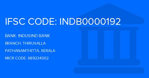 Indusind Bank Thiruvalla Branch IFSC Code