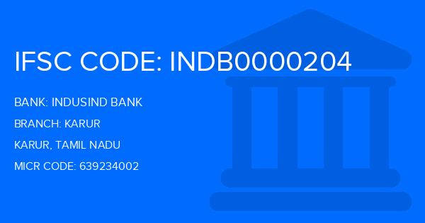 Indusind Bank Karur Branch IFSC Code