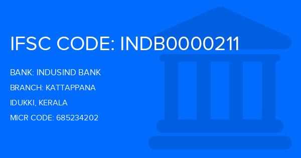 Indusind Bank Kattappana Branch IFSC Code