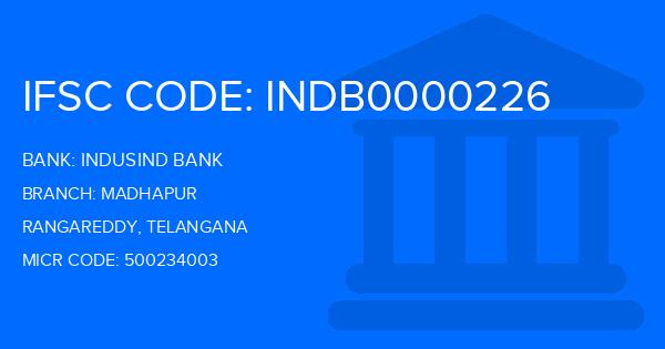 Indusind Bank Madhapur Branch IFSC Code