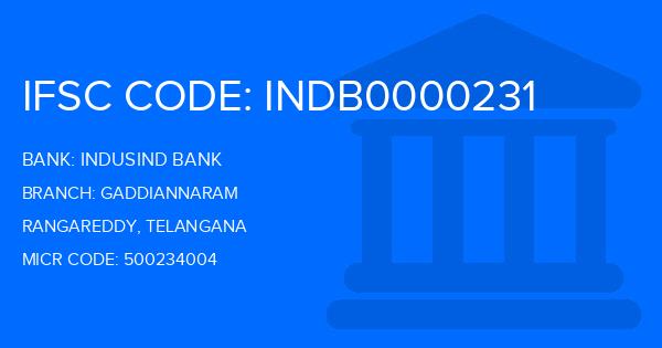 Indusind Bank Gaddiannaram Branch IFSC Code