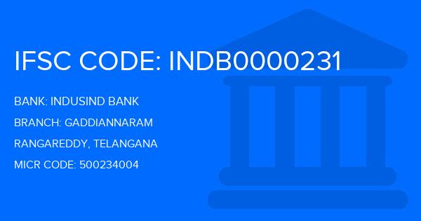 Indusind Bank Gaddiannaram Branch IFSC Code