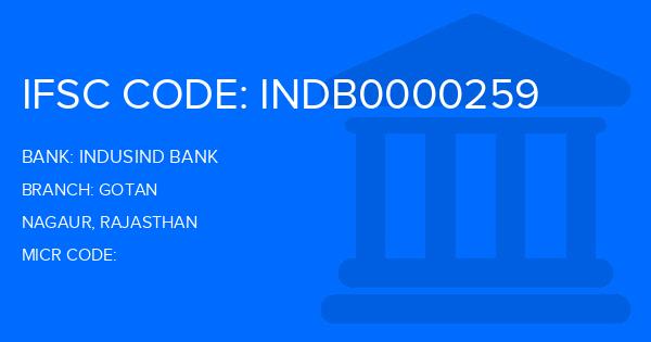 Indusind Bank Gotan Branch IFSC Code