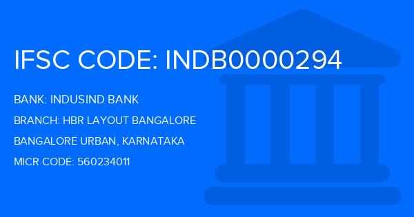 Indusind Bank Hbr Layout Bangalore Branch IFSC Code