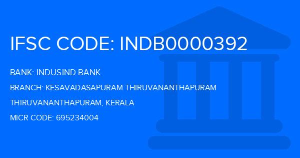 Indusind Bank Kesavadasapuram Thiruvananthapuram Branch IFSC Code