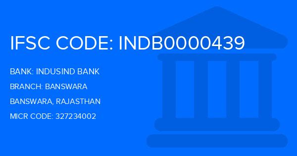 Indusind Bank Banswara Branch IFSC Code