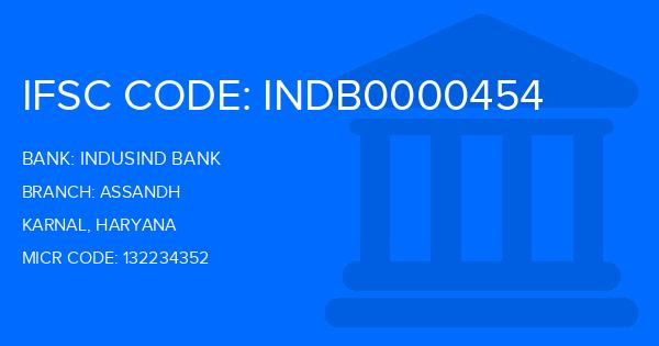 Indusind Bank Assandh Branch IFSC Code