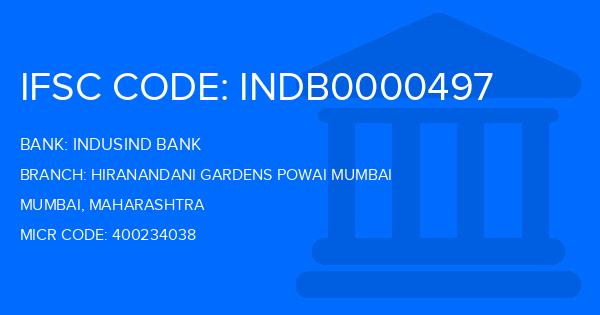 Indusind Bank Hiranandani Gardens Powai Mumbai Branch IFSC Code