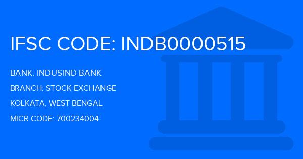 Indusind Bank Stock Exchange Branch IFSC Code