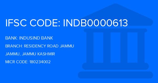 Indusind Bank Residency Road Jammu Branch IFSC Code