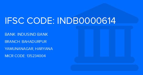 Indusind Bank Bahadurpur Branch IFSC Code