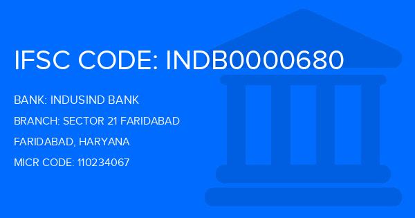 Indusind Bank Sector 21 Faridabad Branch IFSC Code