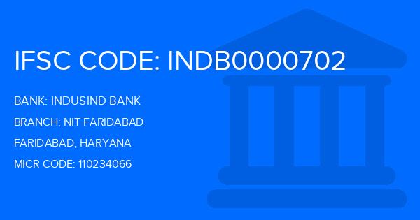Indusind Bank Nit Faridabad Branch IFSC Code