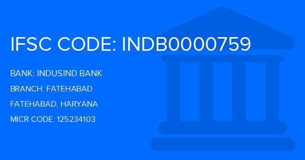Indusind Bank Fatehabad Branch IFSC Code