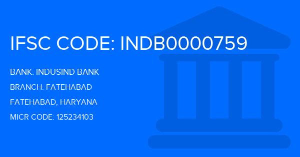 Indusind Bank Fatehabad Branch IFSC Code