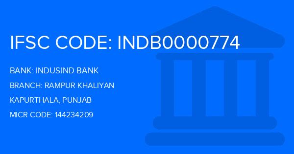 Indusind Bank Rampur Khaliyan Branch IFSC Code