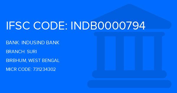 Indusind Bank Suri Branch IFSC Code