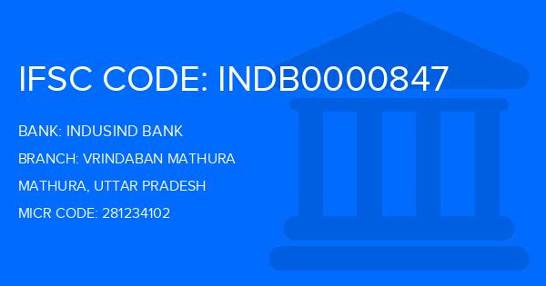 Indusind Bank Vrindaban Mathura Branch IFSC Code