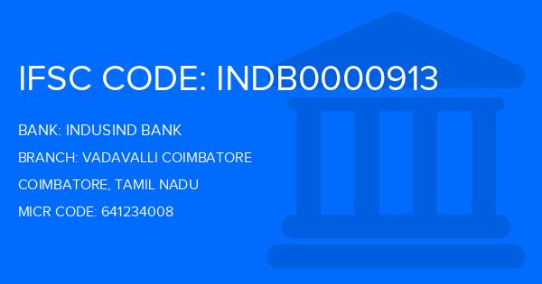 Indusind Bank Vadavalli Coimbatore Branch IFSC Code