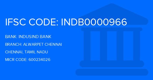 Indusind Bank Alwarpet Chennai Branch IFSC Code