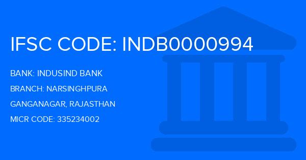 Indusind Bank Narsinghpura Branch IFSC Code
