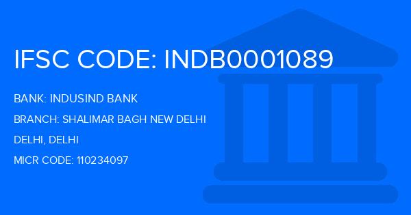 Indusind Bank Shalimar Bagh New Delhi Branch IFSC Code