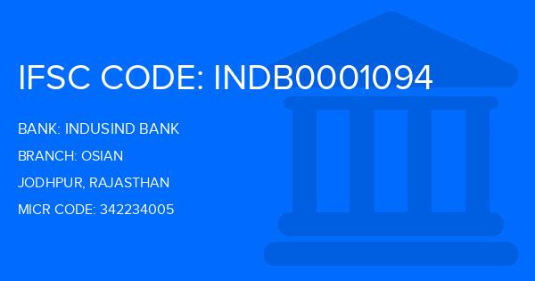 Indusind Bank Osian Branch IFSC Code