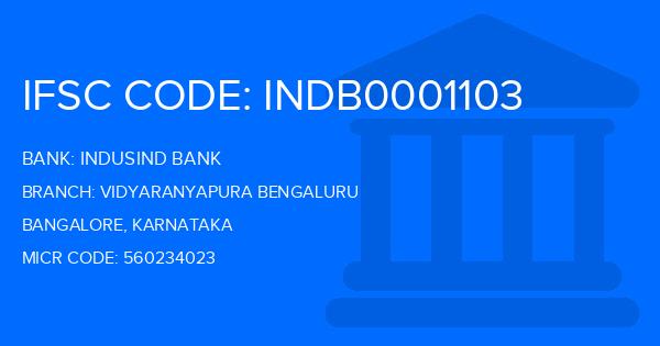 Indusind Bank Vidyaranyapura Bengaluru Branch IFSC Code