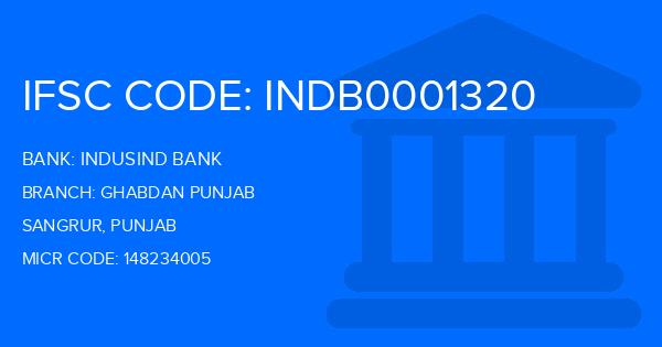 Indusind Bank Ghabdan Punjab Branch IFSC Code