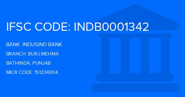 Indusind Bank Burj Mehma Branch IFSC Code