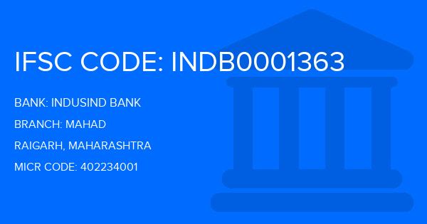 Indusind Bank Mahad Branch IFSC Code