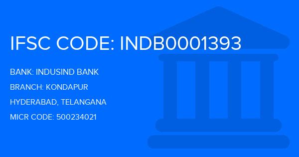 Indusind Bank Kondapur Branch IFSC Code