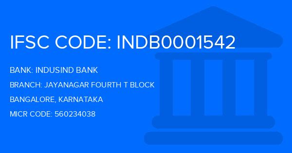 Indusind Bank Jayanagar Fourth T Block Branch IFSC Code